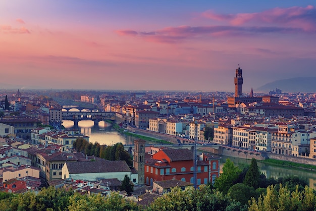 Vue de Florence au coucher du soleil