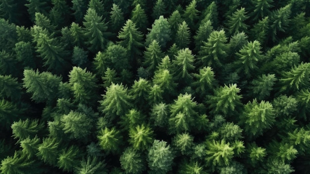 Vue de fond de texture de belle forêt de pins naturelle depuis le haut hd