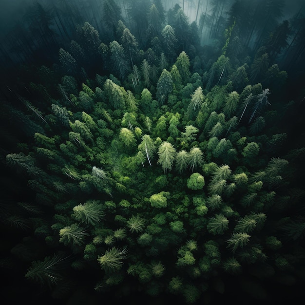 Vue de la forêt depuis le haut, image générée par l'IA