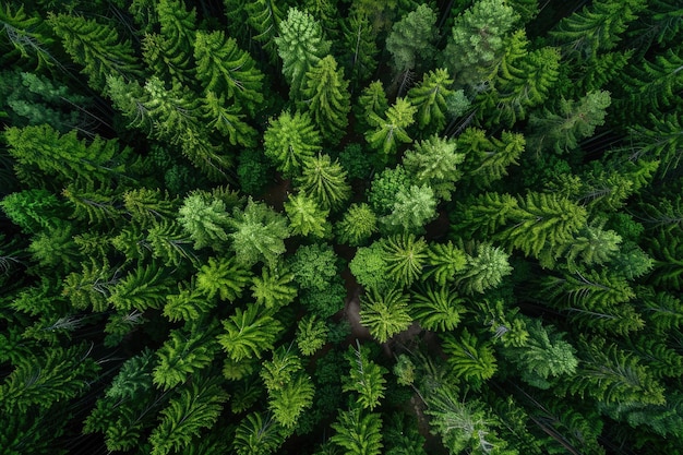 Vue de la forêt européenne au printemps par drone