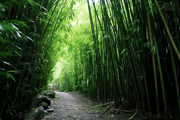 Vue sur la forêt tropicale de bambou vert botanique à la lumière du jour Forêt de bambous orientale en Chine japonaise