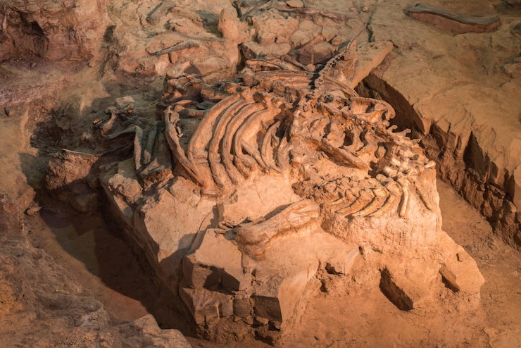 Photo vue des formations rocheuses dans la grotte