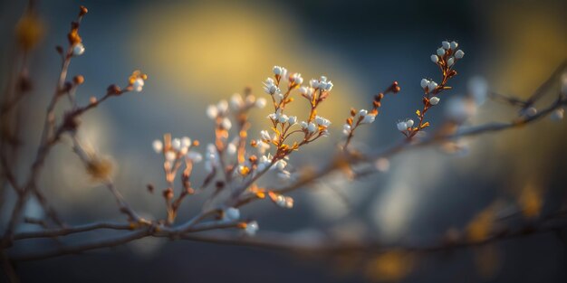 Vue fragmentée des branches fleuries