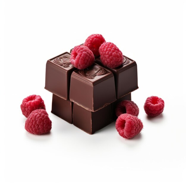 vue frontale du Raspberry Dark Chocolate Square isolé sur un blanc