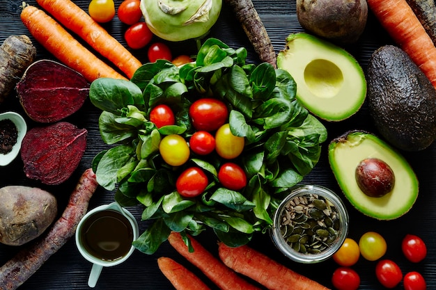 Vue des fruits sous un angle élevé