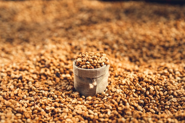 Photo vue des grains de café sous un angle élevé