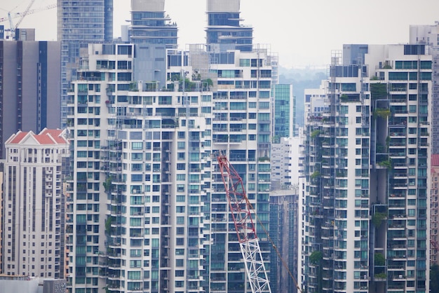 Vue grand angle des bâtiments de la ville de singapour journée ensoleillée