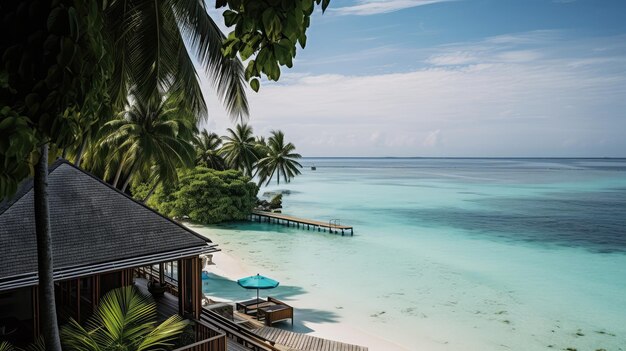 Vue grandiose des Maldives lors d'une belle journée Generative AI