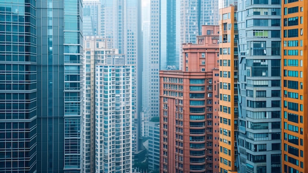 Photo vue des gratte-ciel de bureaux contemporains dans un cadre urbain chinois