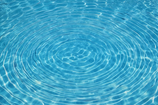 Vue en gros plan des anneaux d'eau bleus, des reflets circulaires dans la piscine