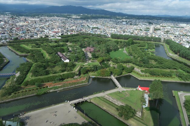 Vue à haut angle des bâtiments de la ville contre le ciel