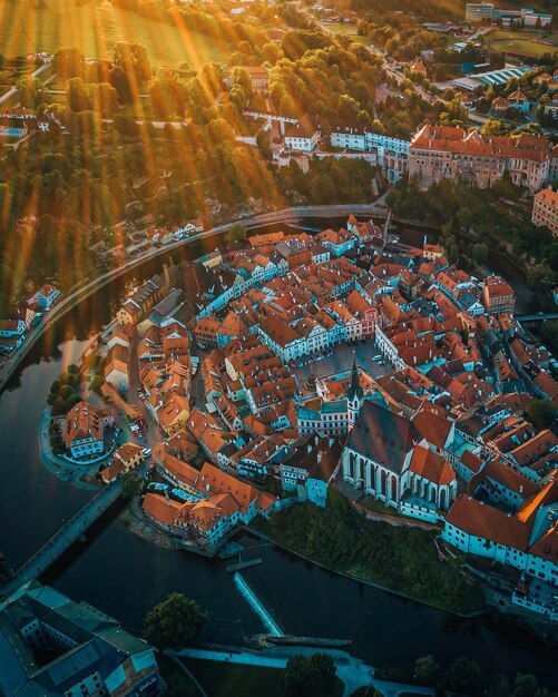 Vue en haut angle des bâtiments de la ville