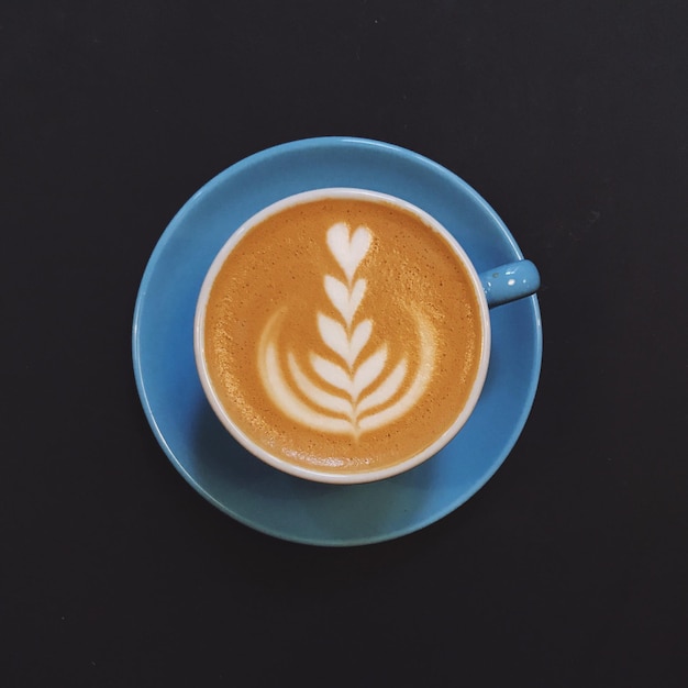 Vue à haut angle du cappuccino sur la table