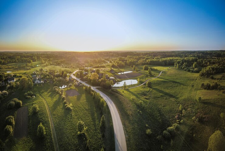 Photo vue en haut angle du paysage contre le ciel