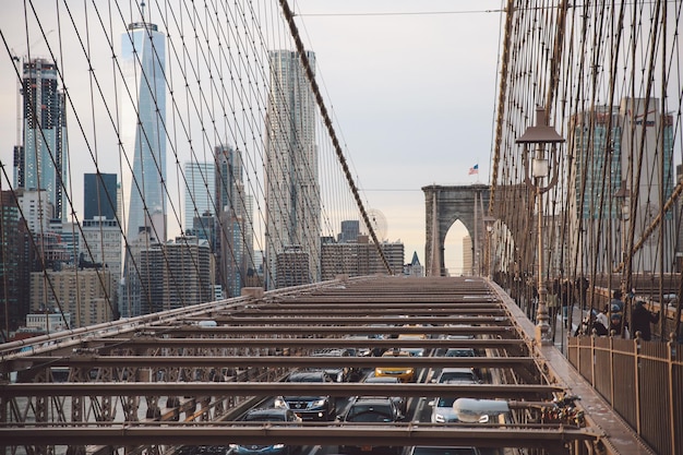 Photo vue à haut angle du pont de brooklyn