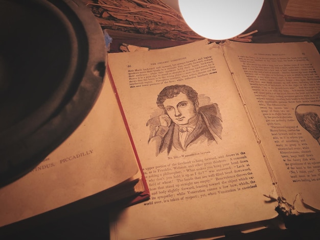 Vue à haut angle du texte sur le livre