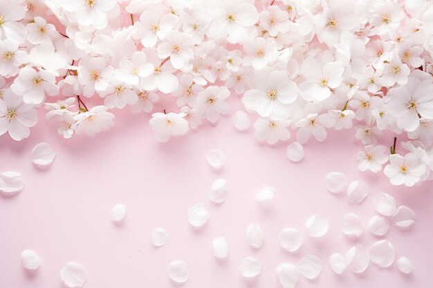 Vue à haut angle des fleurs et pétales de marguerites blanches décorées sur un fond bleu