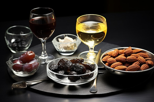 Vue à haut angle des fruits secs dans un bol sur la table