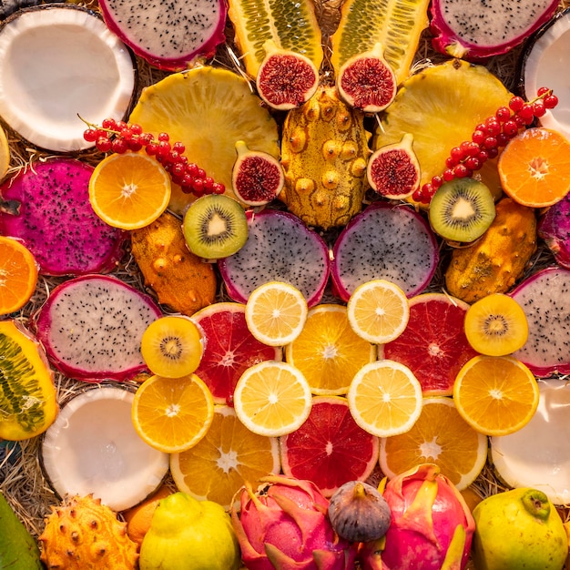 Photo vue à haut angle des fruits sur la table