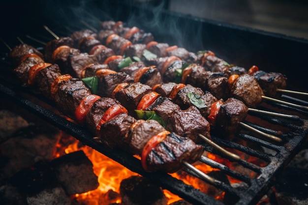 Vue à haut angle de la viande au barbecue