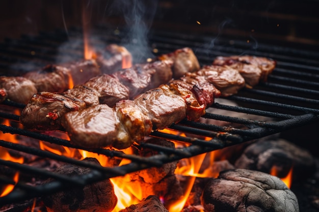 Vue à haut angle de la viande sur le barbecue