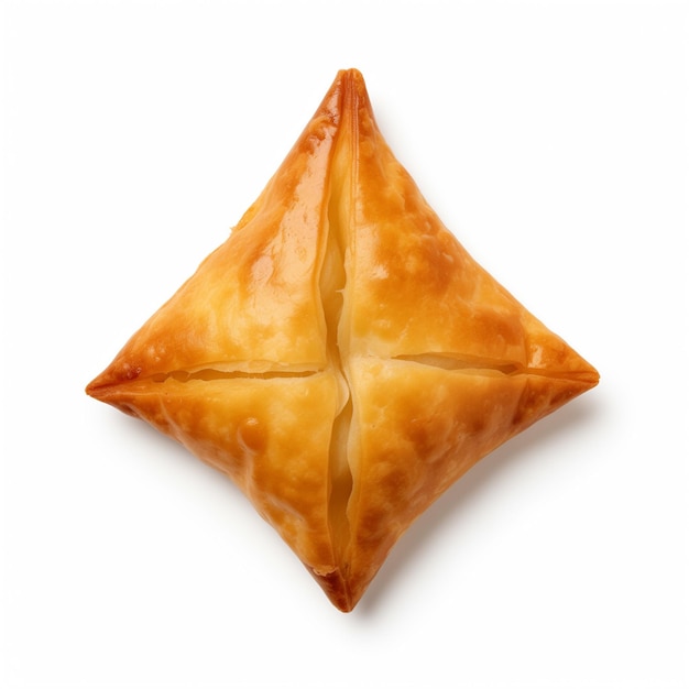 Une vue de haut d'une authentique pâtisserie de samosa isolée sur un fond blanc