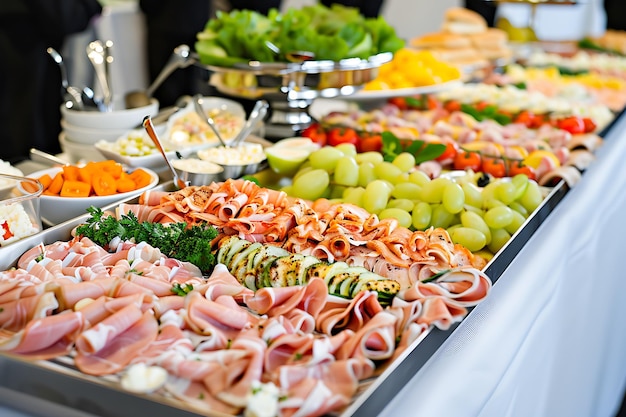 Vue de haut sur le banquet alimentaire