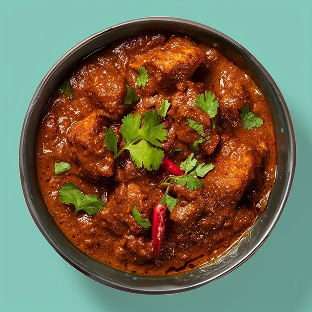 Vue de haut en bas du curry dans un bol