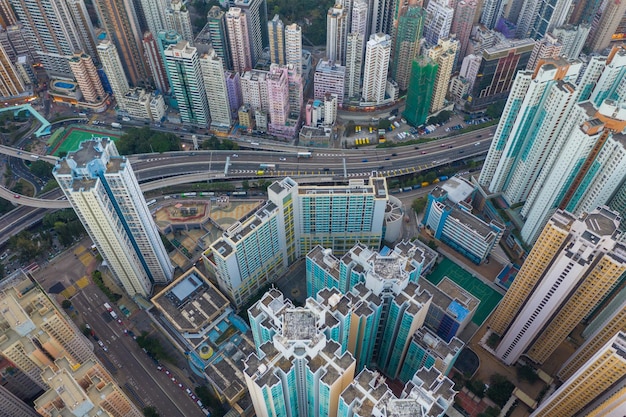 Vue de haut en bas de la ville de Hong Kong