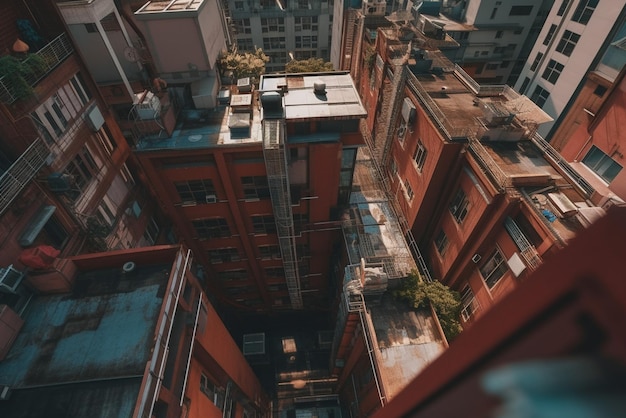 Une vue d'en haut d'un bâtiment