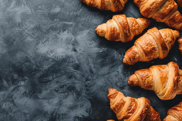 Vue de haut des croissants frais