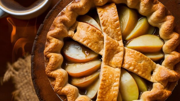 Photo vue de haut délicieuse tarte aux pommes