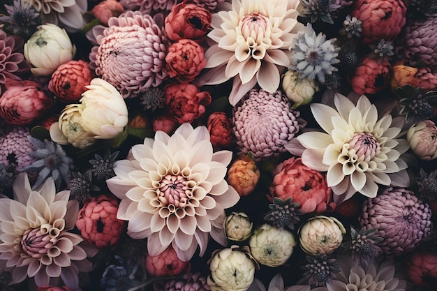 Photo vue de haut des fleurs en fleurs