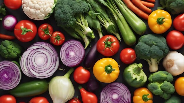 Vue de haut des légumes frais sur fond blanc