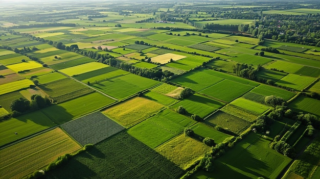 Photo vue d'en haut d'un paysage avec une maison et des terres agricoles