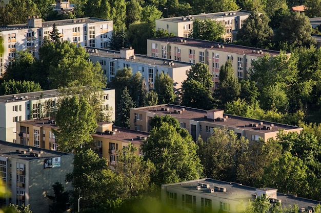Vue en haut d'un quartier résidentiel