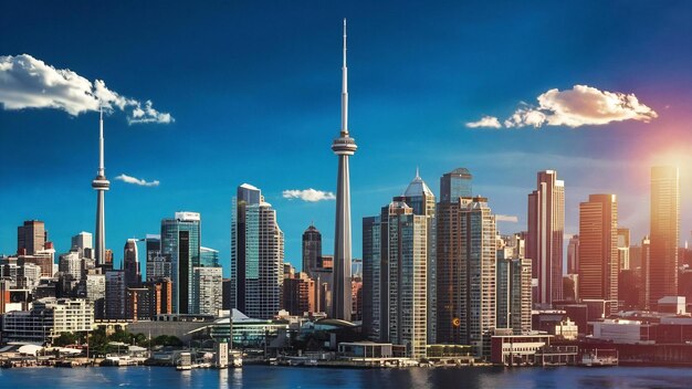 Vue haute angle des gratte-ciel et des bâtiments capturés à Toronto au Canada