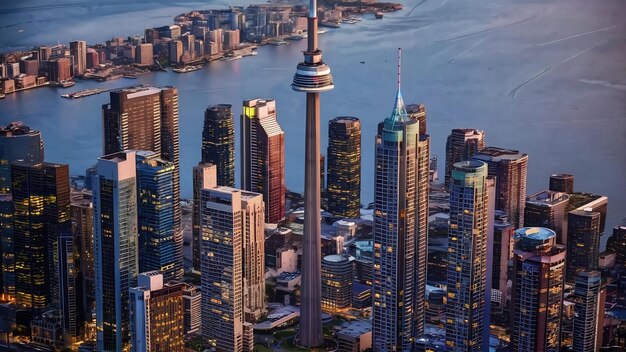 Vue haute angle des gratte-ciel et des bâtiments capturés à Toronto au Canada