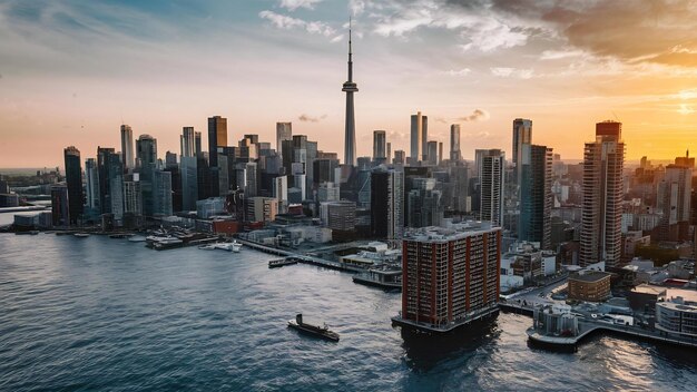 Vue haute angle des gratte-ciel et des bâtiments capturés à Toronto au Canada