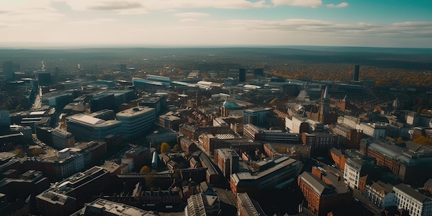 Une vue en hauteur des bâtiments typiques du paysage urbainVue aérienne Prise de vue panoramique AI générative