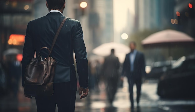 Vue d'un homme marchant dans la rue