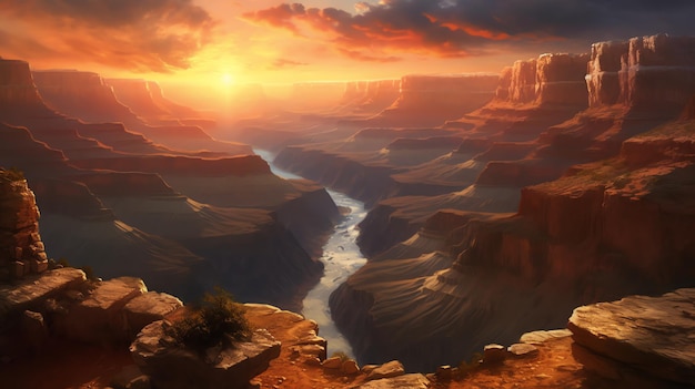 Une vue imprenable sur un grand canyon