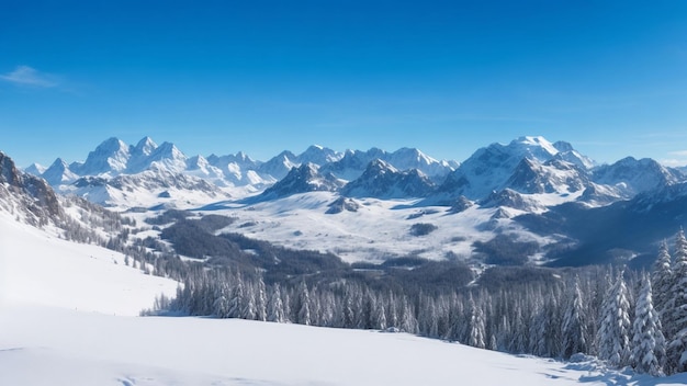 Vue imprenable sur les magnifiques montagnes enneigées pendant la journée