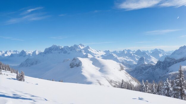 Vue imprenable sur les magnifiques montagnes enneigées pendant la journée