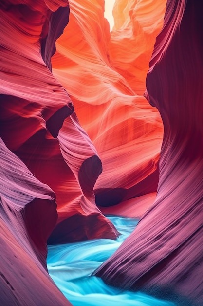 vue inspirante d'un canyon avec des couches colorées ai générative