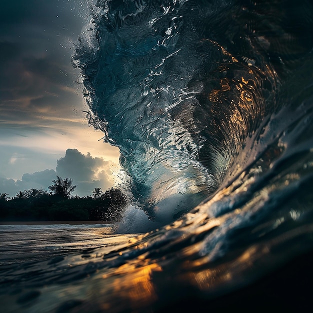 Photo vue de l'intérieur de la vague de rupture massive