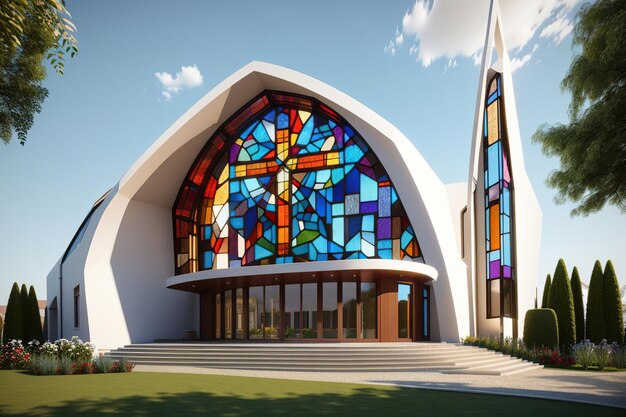 Vue intérieure d'une église avec des religieux générés par l'IA