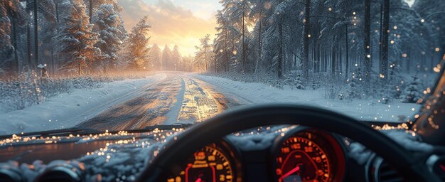 Photo vue intérieure de la voiture avec un hiver