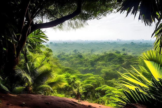 Photo une vue sur la jungle depuis le sommet de la colline fond de nature colombienne généré par l'ia