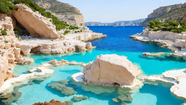 Une vue sur le lagon bleu de l'île de Majorque